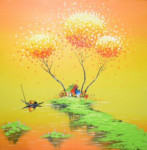 Tranh Sơn Dầu Sông Quê